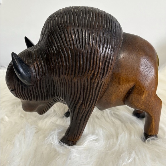 Collectable Wooden Buffalo Figurine - Picture 2 of 7